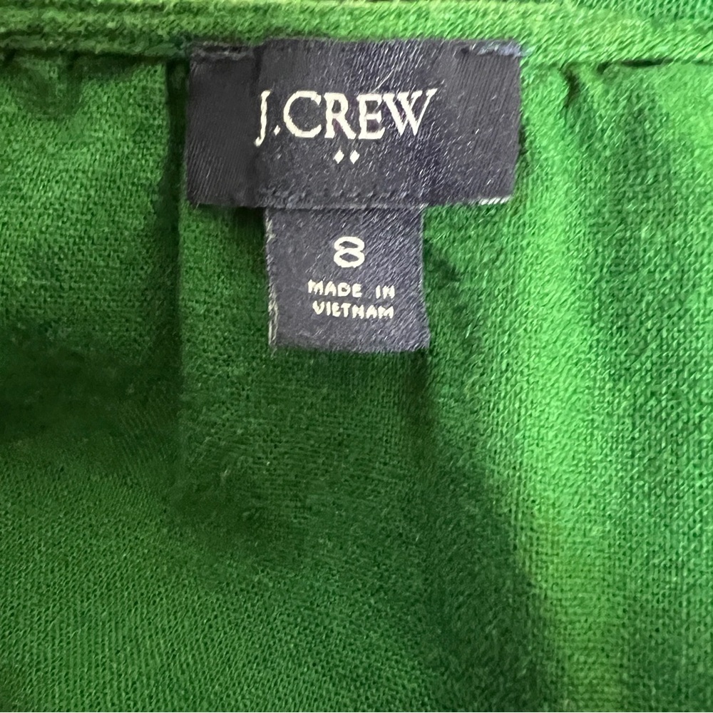 J.Crew Factory Green Linen Blend Button Front Mini Dress Size 8 Pockets Casual - Picture 9 of 11